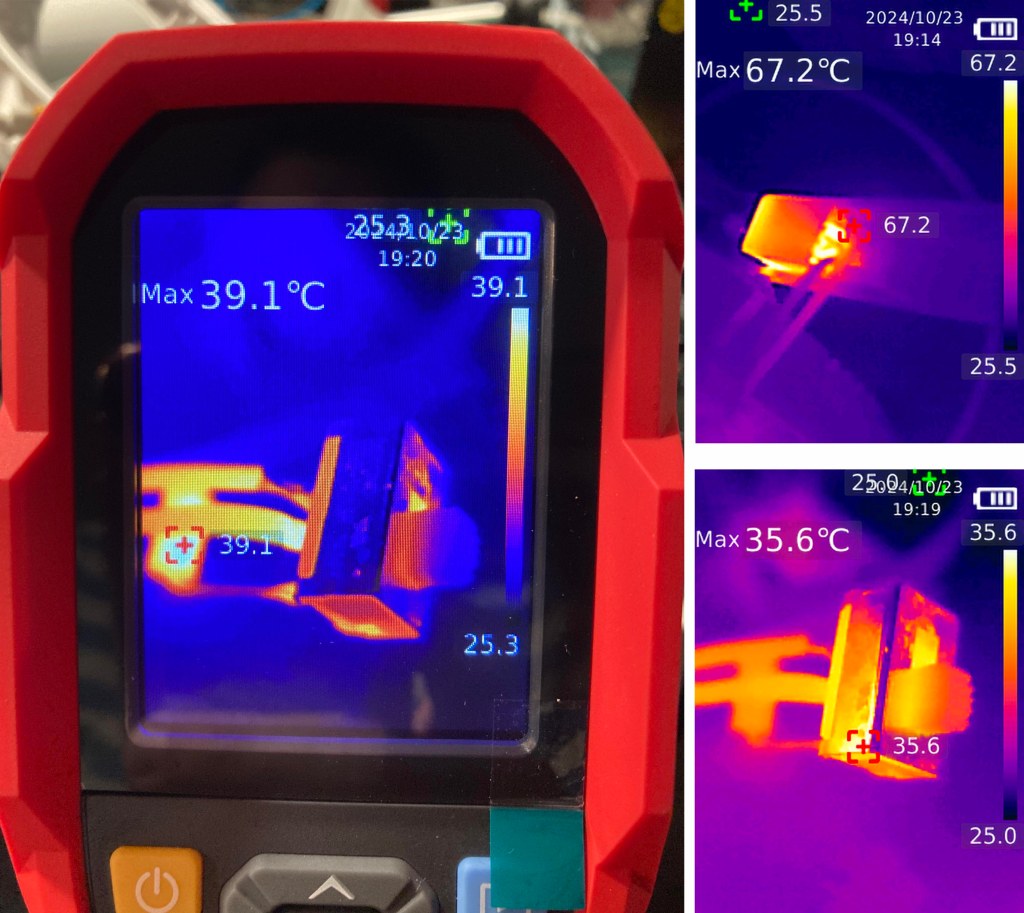 Imágenes registradas con la cámara térmica