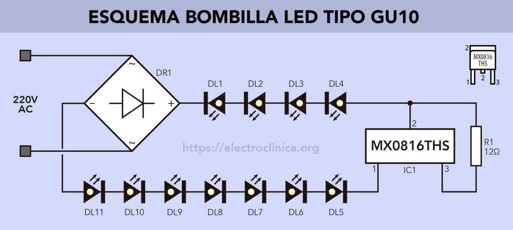 Esquema de la bombilla led