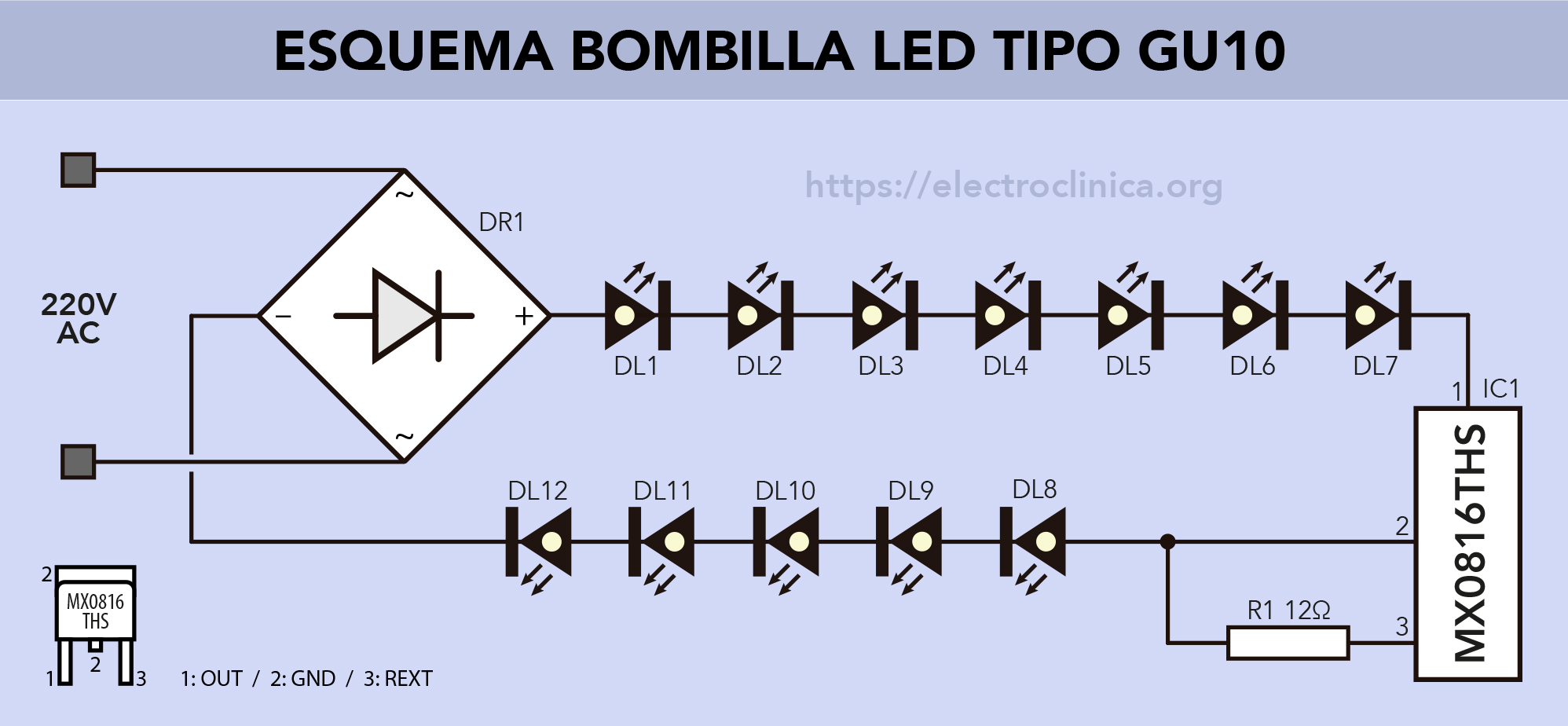 Esquema de la bombilla led